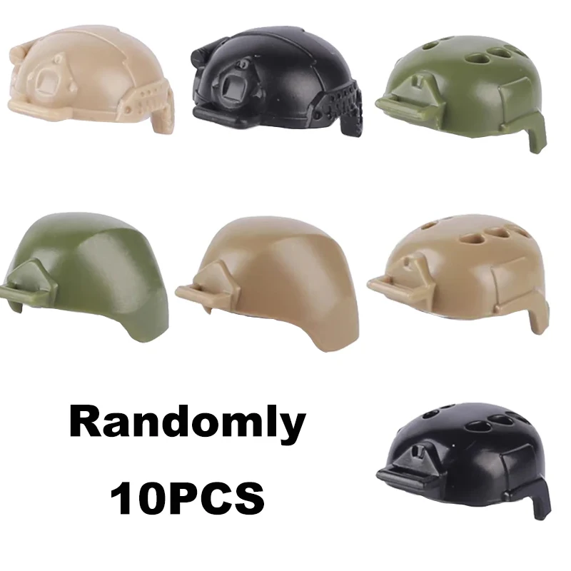 MOC Figures Accessories Building Blocks Military Soldiers Navy Hat Keraf Motorcycle Helmets Knit Cap Casquette Beret Bricks Toys 5