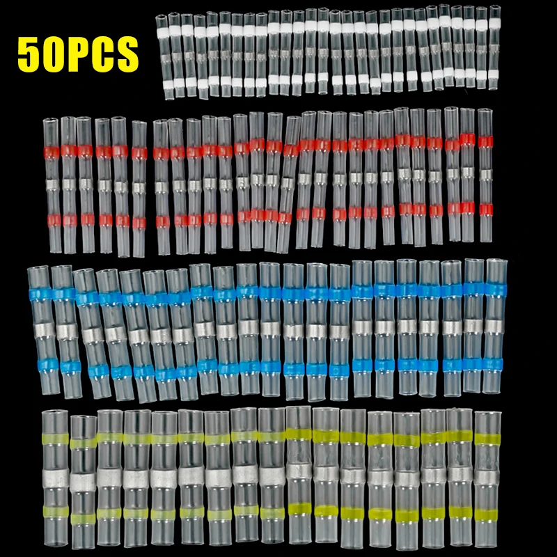 JOTTA 50 ชิ้นกันน้ํา Solder Seal ท่อหดความร้อนขั้วต่อสายไฟพร้อมแขนบัดกรี 1
