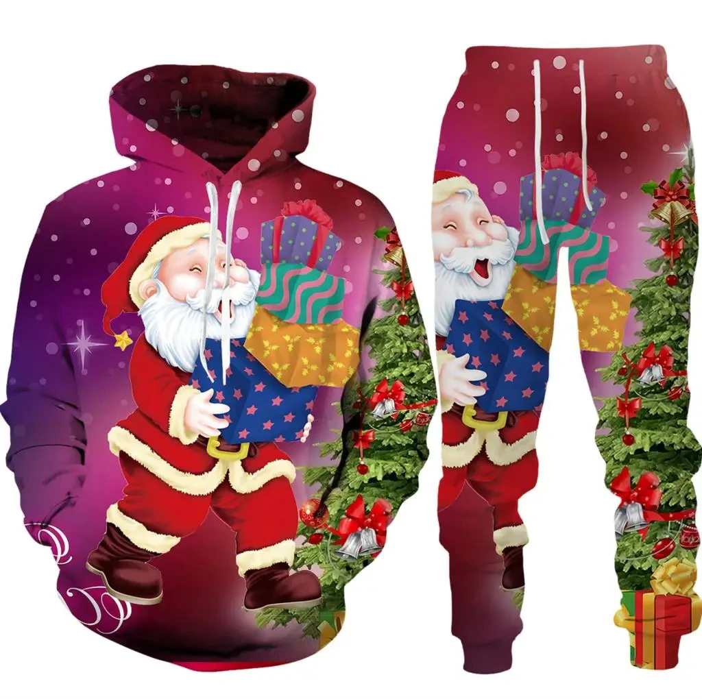 Personality Christmas Santa Claus Autumn Winter 3D Print Men Women Hoodie/Pants/Suit Fashion Pattern Tracksuit Sportswear Set