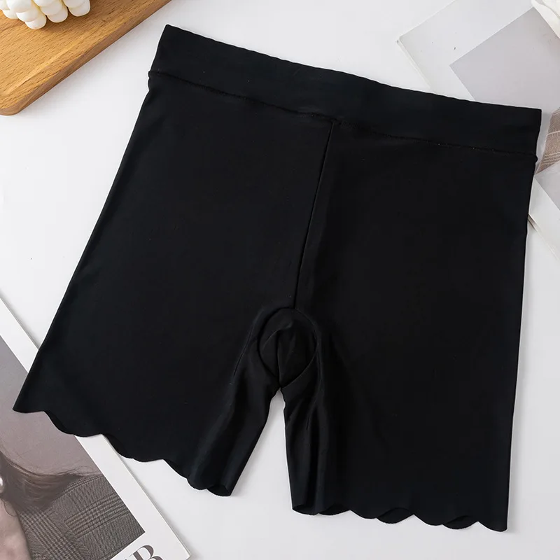 Women's Safety Shorts Seamless Ice Silk Solid Short Pants Thin Under Skirt High Waist Underwear Anti Rubbing Boyshorts Panties
