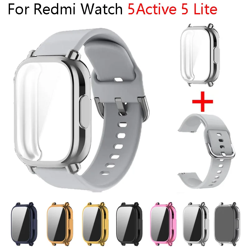 Silicone Strap with Case for Smart Watch, 22mm, Compatible with Watch 5 Active Lite