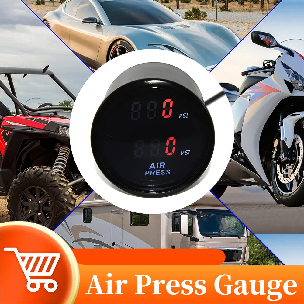 

Air Suspension Pressure Gauge PSI Dual Digital Display 2M Wire Red Blue LED Air Ride Air Press 2pcs 1/8 NPT Electrical Sensor