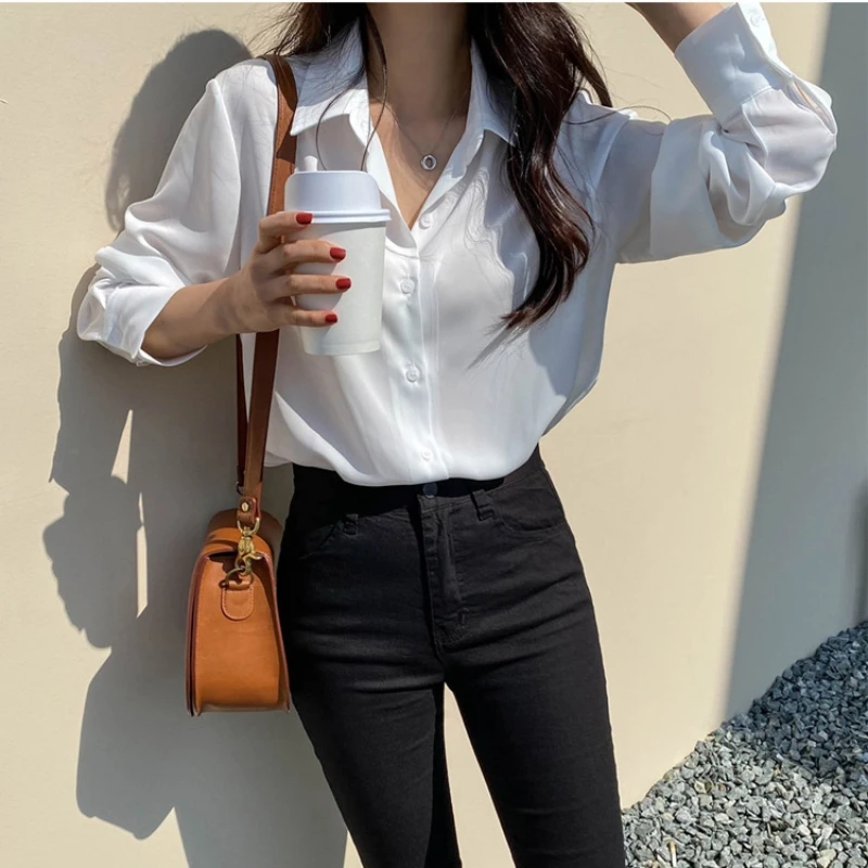 New Autumn Women's Clothing  Women's Long Sleeve Cardigan Shirt Fashion Button Single-breasted Lapel Casual Shirt Elegant Top