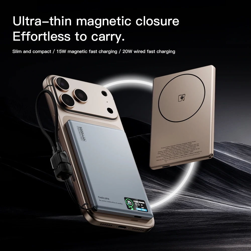 Smart Display Screen Wireless Charging Powerbank for Magsafe iPhone 17 Backup Battery Power Banks Charger for Apple Watch 10 9 8