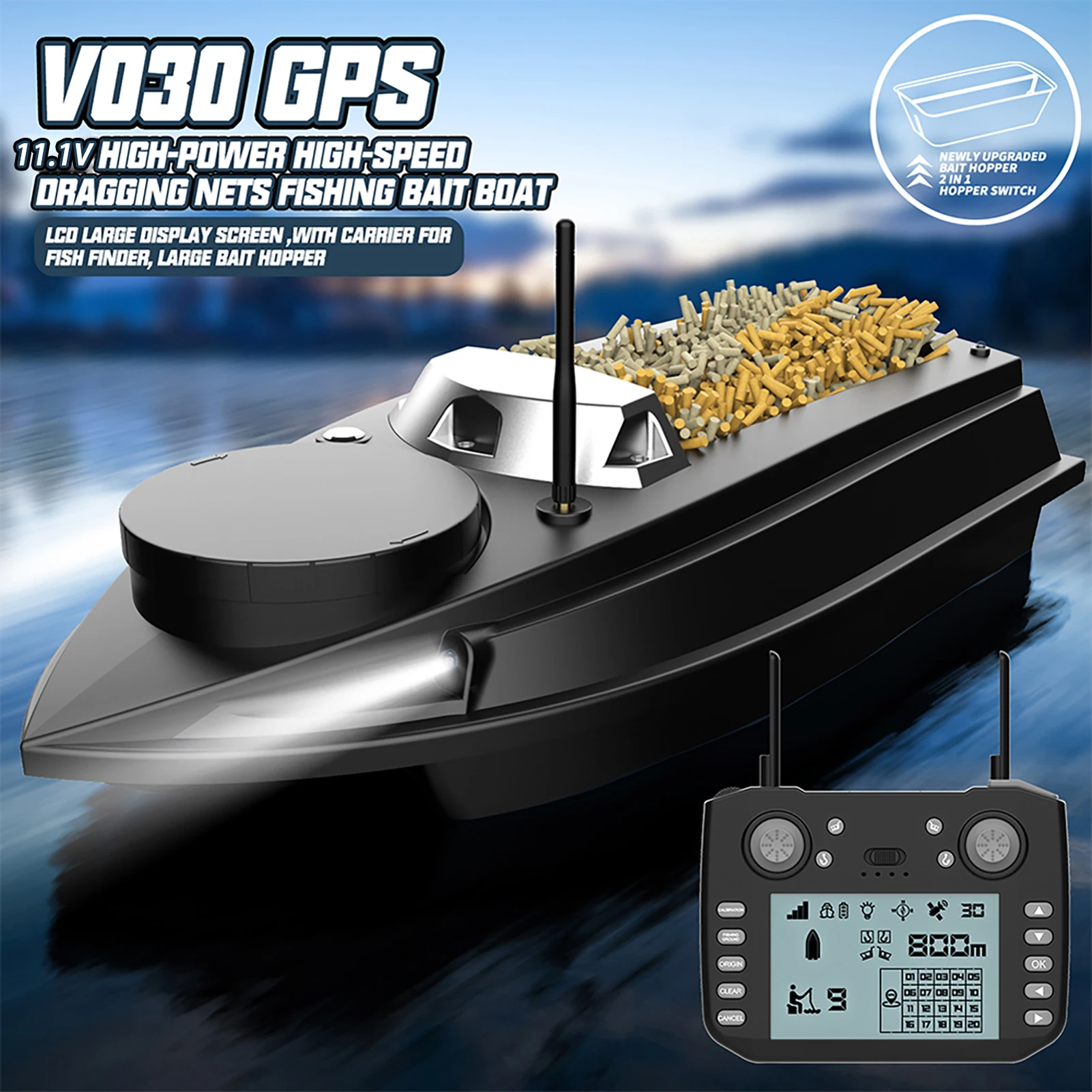 Barco de cebo de pesca con GPS 1