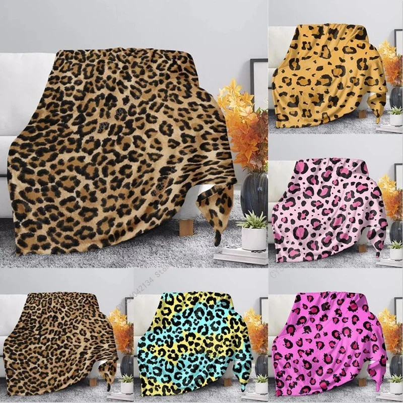 

5 Styles Vintage Leopard Blanket Soft Flannel Throw Blanket for Bed Couch Travel Nap Blanket for Adult Kid Home Decorations