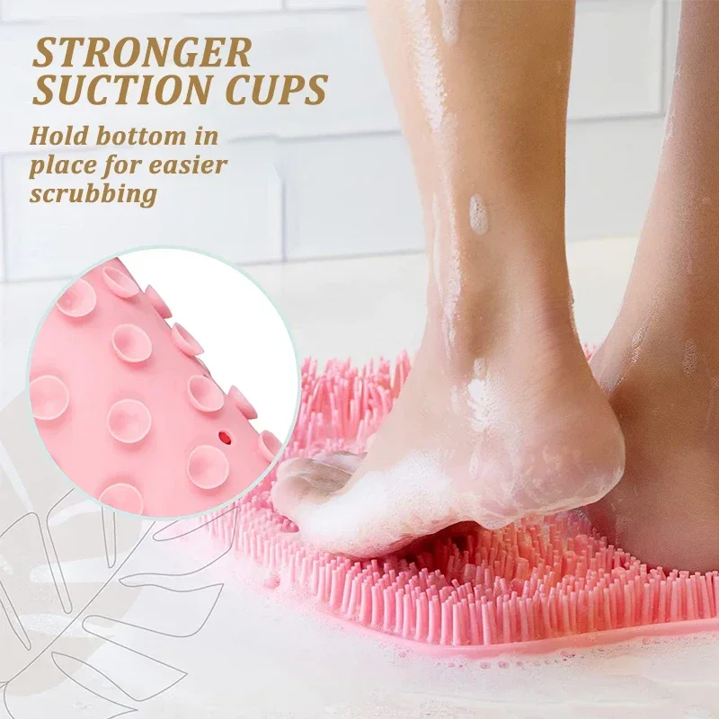 Exfoliating Shower Massage Scraper Bathroom Non-slip Bath Mat Back Massage Brush Silicone Foot Wash Body Cleaning Bathing Tool 3