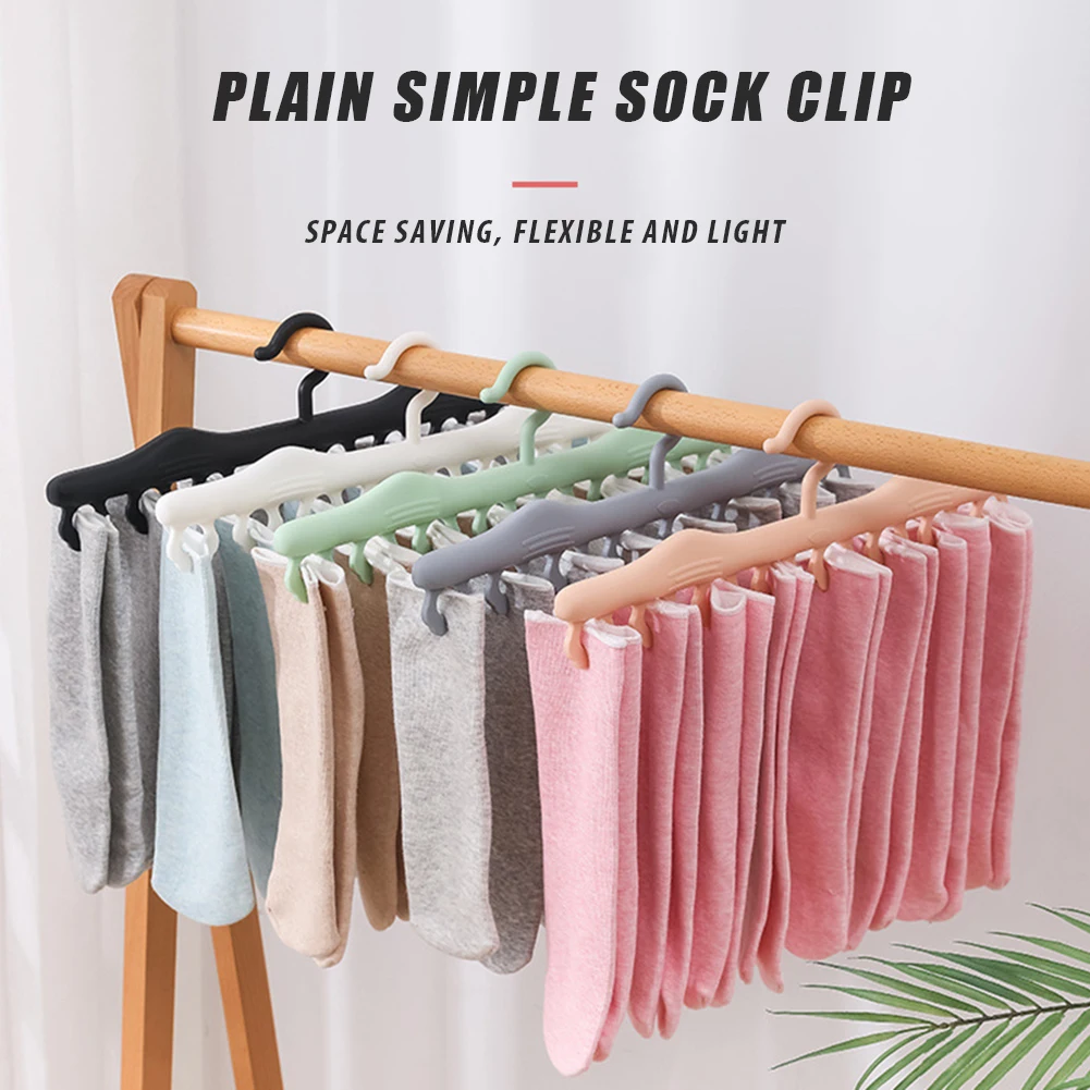 Plastic Socks Hanger With 8 Clips Windproof Hanging Socks Towel Rack