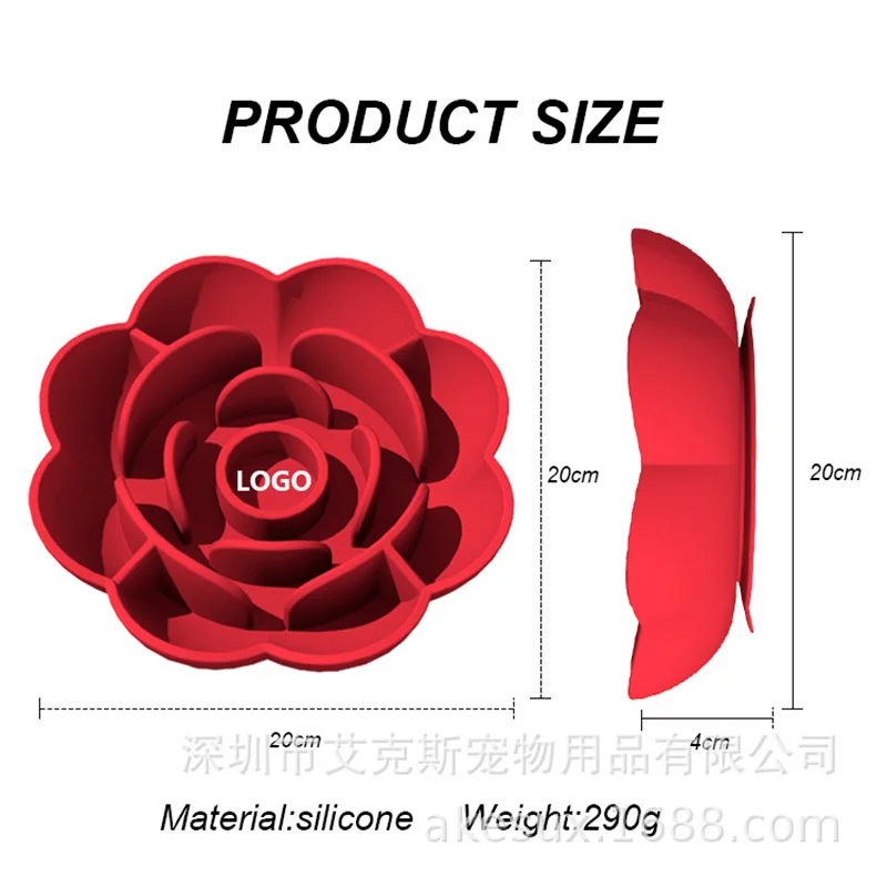 Pet Supplies Silicone Slow Food Bowl Rose Shape Dog Bowl Cat Anti-Choking and Anti-Knocking Food Bowl with Suction Cup 3