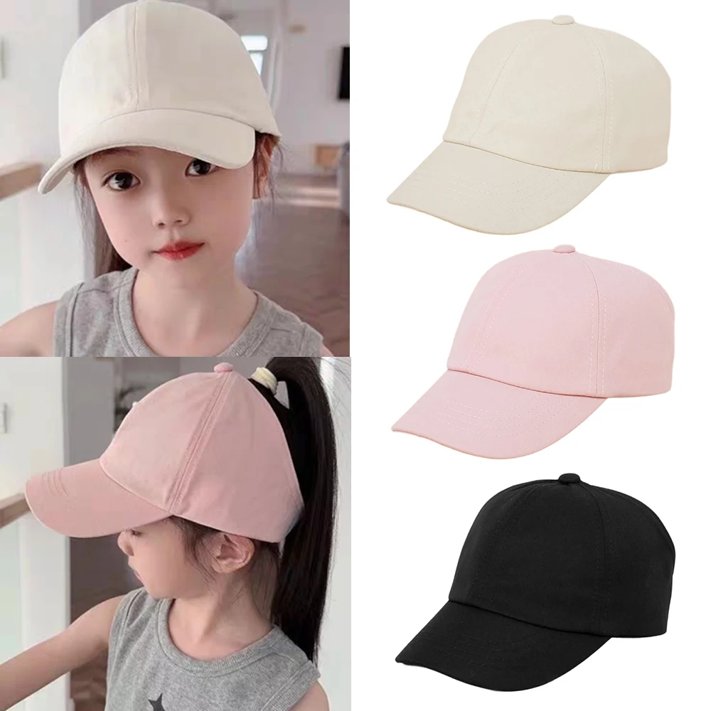 Ponytail Hat Fashion Candy Color Kids Baseball Cap Boys And Girls New Empty Top Quick-Drying Ponytail Hole Sun Hat Baseball Caps
