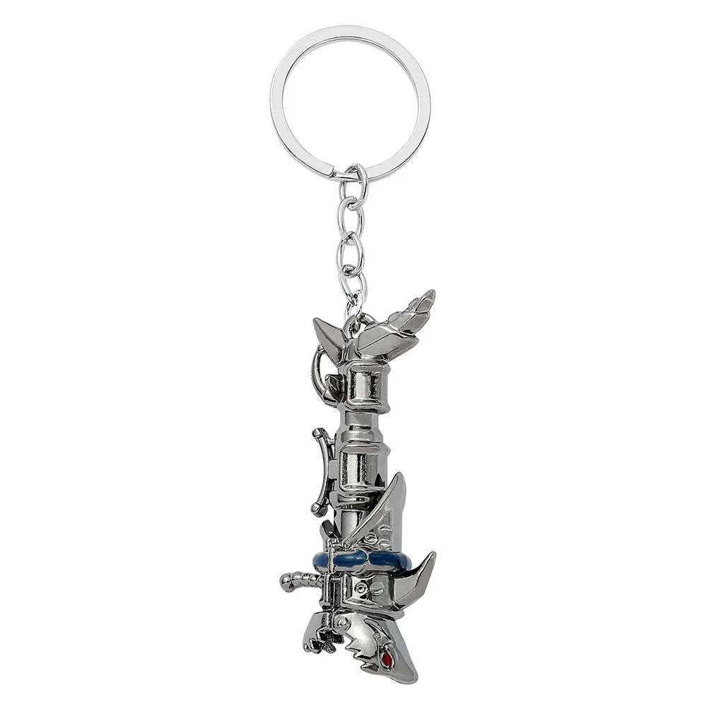 Arcane-Inspired Ekko Rotating Pendant Keychain - Powder Blue & Pink Rose Design