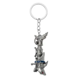 Arcane - Inspired Ekko Rotating Pendant Keychain - Powder Blue & Pink Rose Design (KeyChain B2)