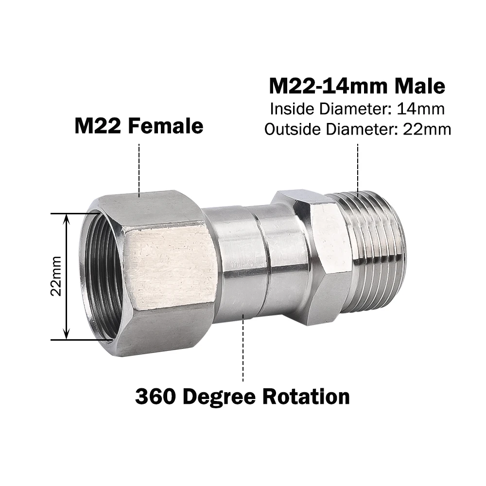 High Pressure Washer Swivel Joint Connector Hose Fitting M22 14mm Anti-tangle Thread 360 Degree Rotation Hose Sprayer Connector pressure washer adapter pressure washer adapter kit high pressure washer accessories quick connect adapter