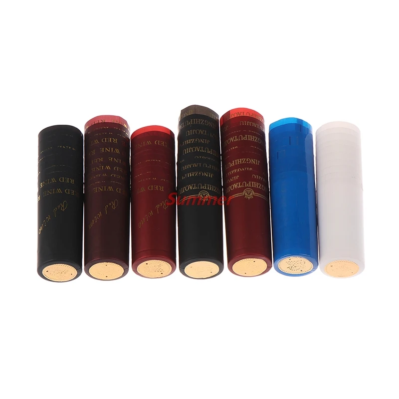 Bottle Seals Wine Stopper Wine Stoppers Wooden Cork Stopper Oil Bottle Stopper 10pcs PVC Heat Shrink Cap Barware Accessories Bar Party Supplies For Home Brewing Wine Bottle Seal Cover