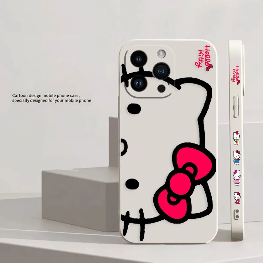 thumbnail image 1 of Bonita funda de teléfono de Hello Kitty K Line Cat para Apple iPhone 14 13 12 11 Pro XS Max Mini X XR SE 7 8 6 15 Plus, funda líquida de color, 1 of 5