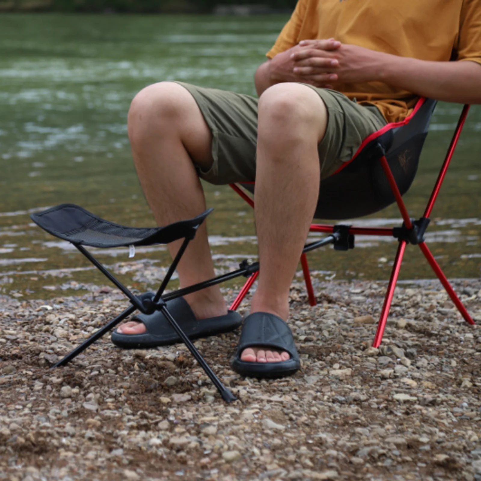 Lightweight Folding Chair Footrest Aluminum Alloy Foldable Feet Legs Rest Footstool Foot Rest for Picnic Fishing Camping Outdoor