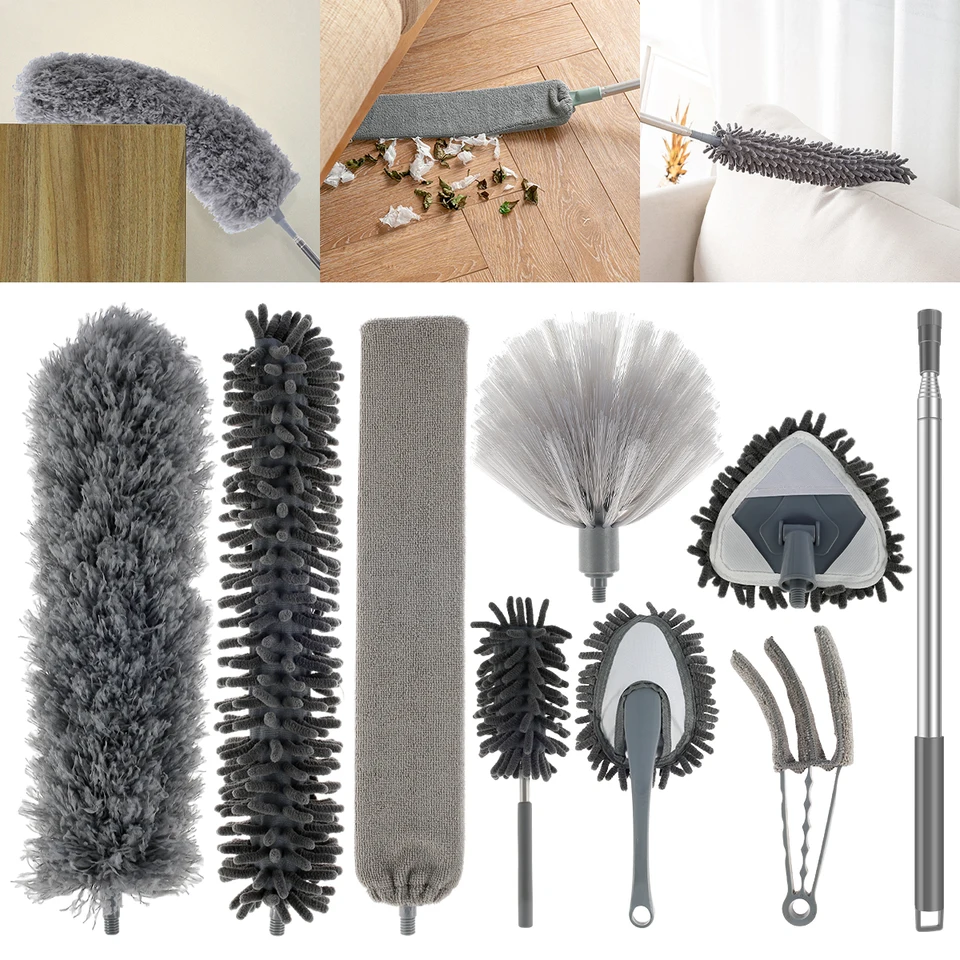 Lomida Microfiber Duster With Extension Pole(Stainless Steel), Extra Long 100 Inches, With Bendable Head, Extendable Duster For Cleaning High Ceiling - View #10