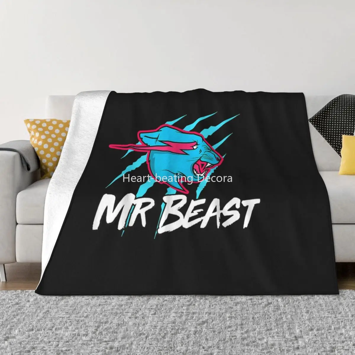 

Logo Mr Beast Fanny Tiger Blanket Fleece Spring Autumn Breathable Lightweight Throw Blankets for Sofa Office Quilt