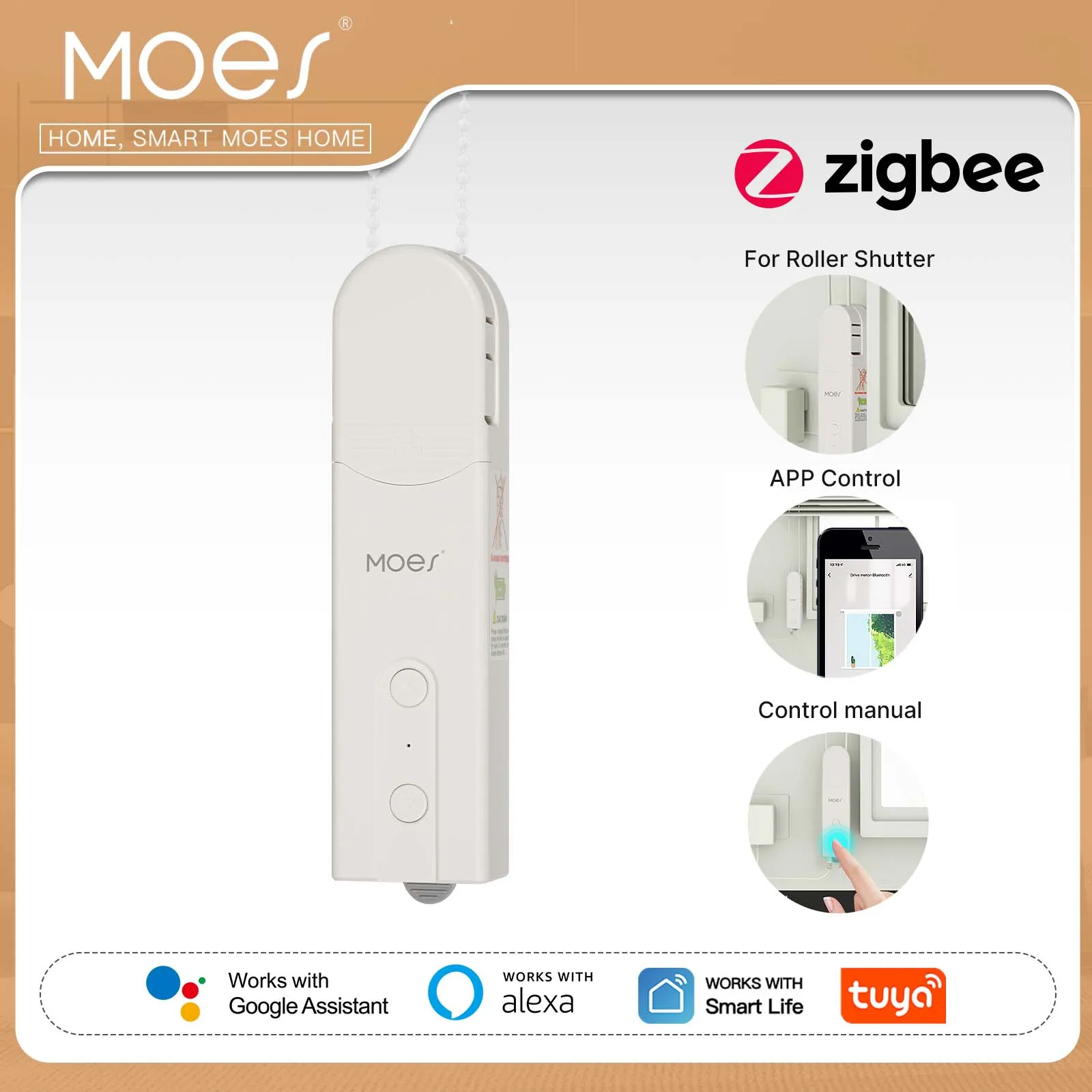 มอเตอร์ม่านม้วนอัจฉริยะ ZigBee DIY พร้อมฮับควบคุม ใช้งานร่วมกับแอป Tuya Smart Life ควบคุมด้วยเสียงผ่าน Alexa และ Google Home 1