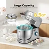 6 in 1 Multi-function Stand Mixer 10-speed Tilt Head Meat Grinder Juicer Vegetable Slicer Pasta and Cookie Maker Silver 5