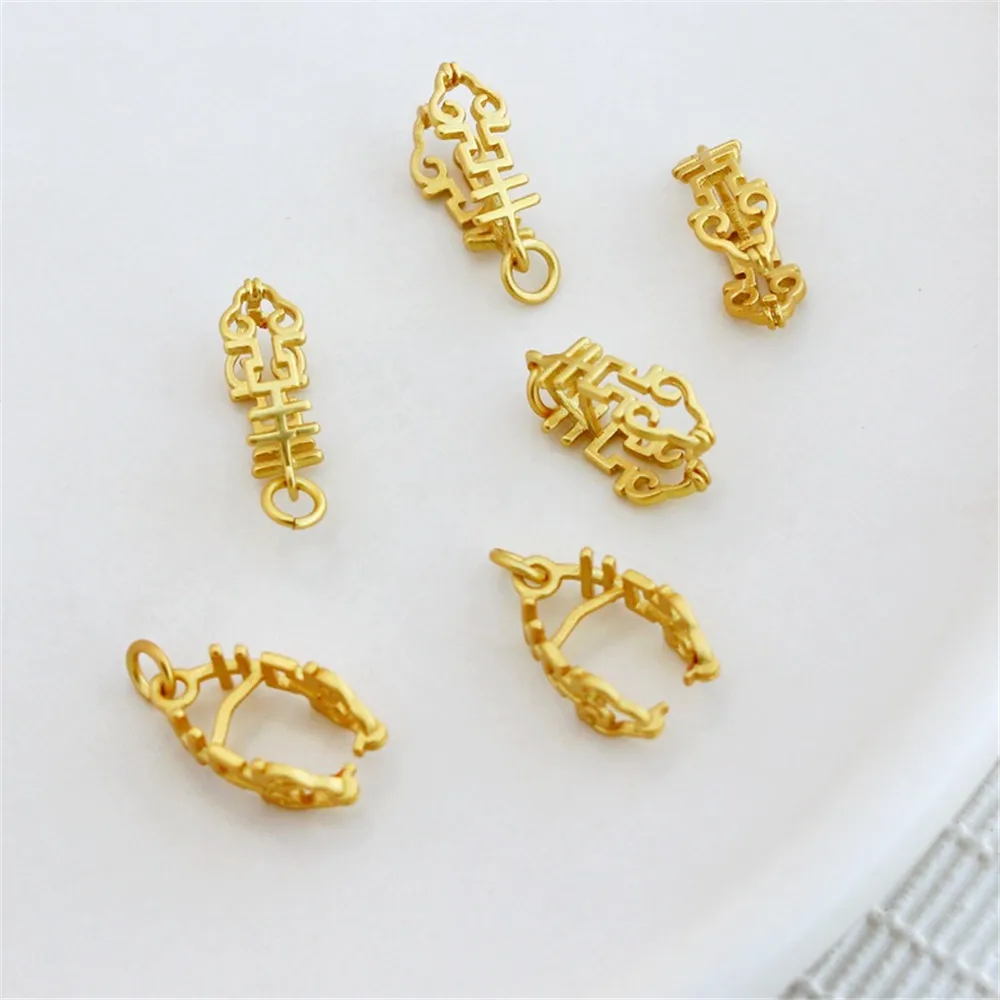 Happy Character Pendant Buckle, 18K Gold Bag, Ancient Gold, Safety Buckle, Link Claw, DIY Jewelry, Necklace Buckle
