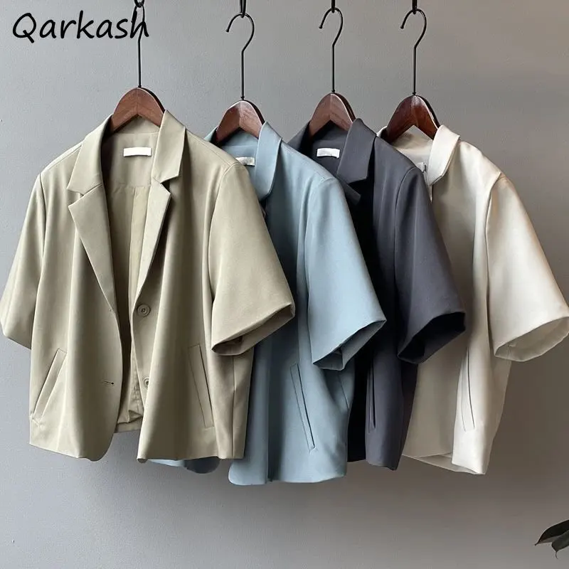 

Baggy Blazers Women Short Sleeve Office Ladies Vintage Summer Daily Streetwear England Style Fashion All-match Casual Formal New