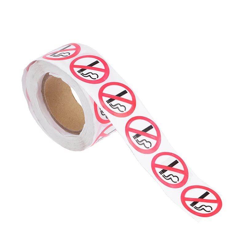 Coated Paper Sticker No Smoking Sticker Sign 1 Roll of 500 Packs 1 Inch/2.5cm