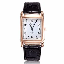 Elegant Women's Quartz Watch with Fashionable Square Dial and PU Leather Strap (Black)