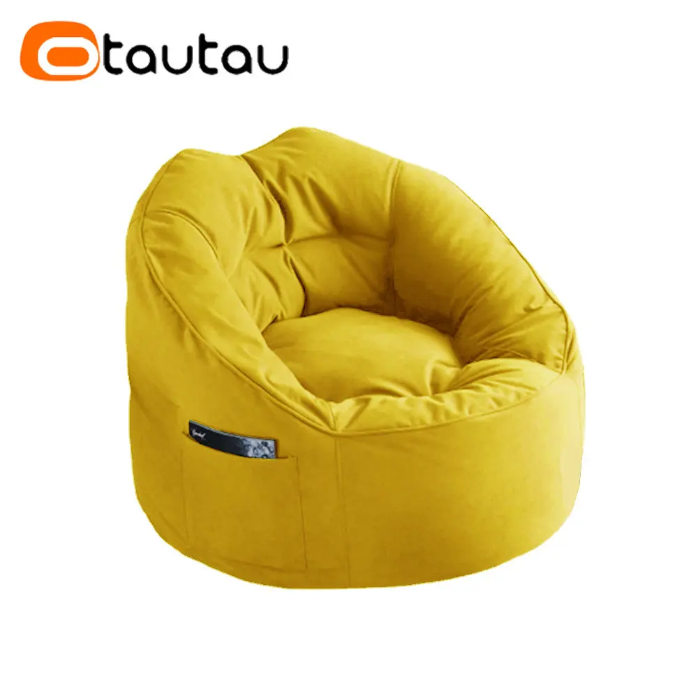 OTAUTAU Bean Bag Sofa With Filler Round Egg Nest Pouf Chair