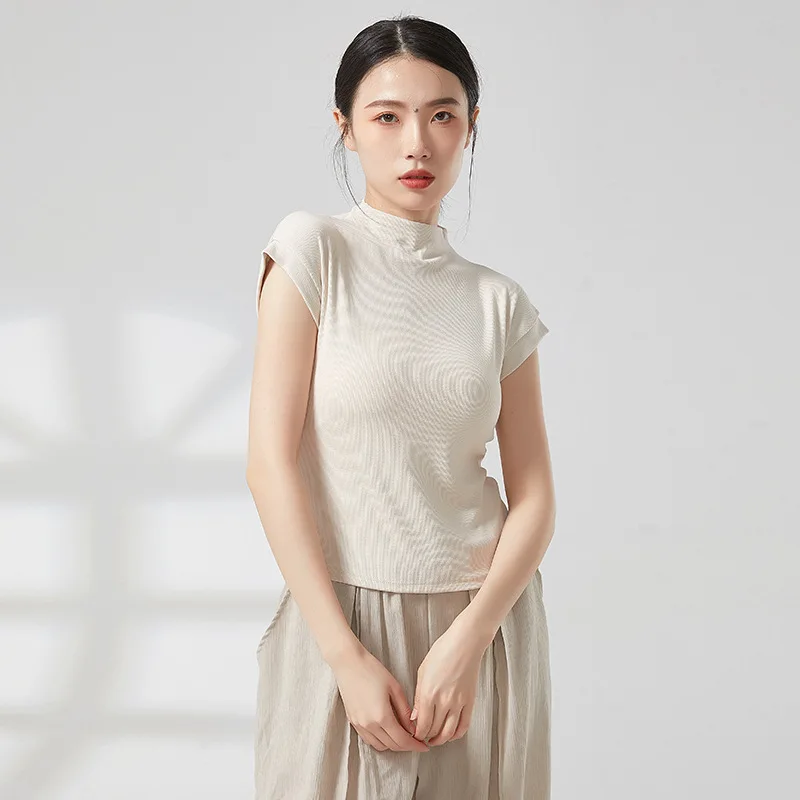 

Adult Slim Fit Mock Neck Modern Belly Dance Yoga Short Sleeve T Shirt Top Costume for Women Dancing Clothes Dancer Clothing