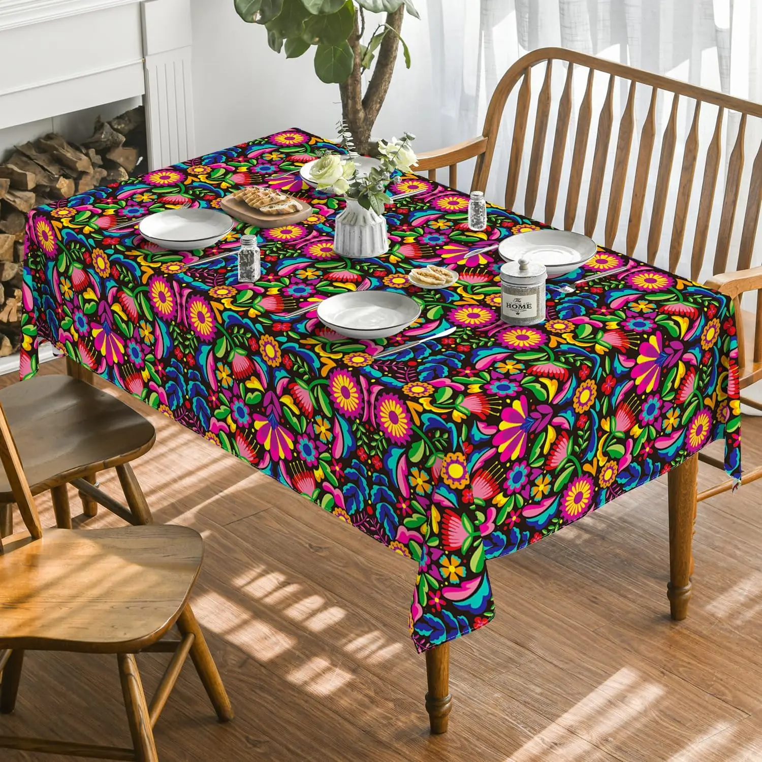 Mexico Day of The Dead Tablecloth Mexico Fiesta Party Decor Dia De Muertos Table Cloth Washable Table Decor Halloween Decoration 6