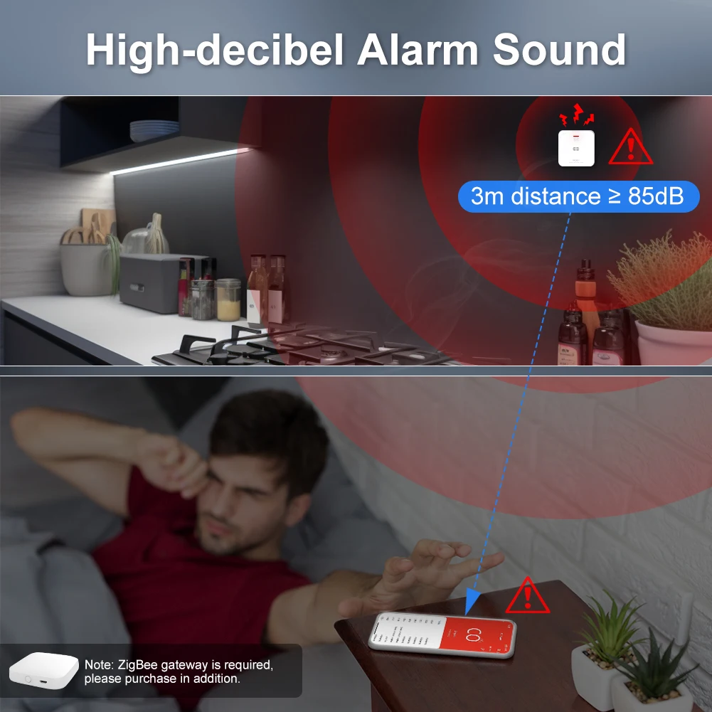 Smart ZigBee CO Detector Alarm - Wireless Household Gas and Carbon Monoxide Safety Sensor