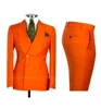 Smart Casual Solid 2 PCS Men Suits Formal Groom Tuxedos Shawl Lapel Double Breasted Jacket Pants Business/Wedding Suits Set