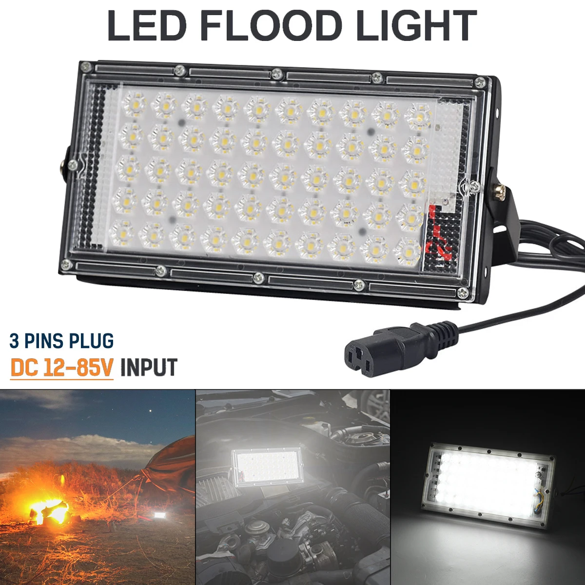 50W LED Flood Light IP65 Waterproof Exterior Outdoor Spotlight DC12-85V Lighting Street Lamp Lights Floodlight Led Projector