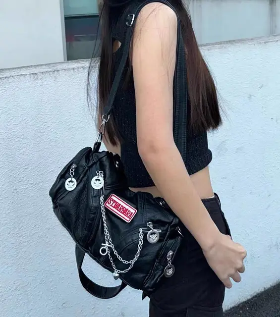 y2k grunge leather one shoulder bag｜バッグ