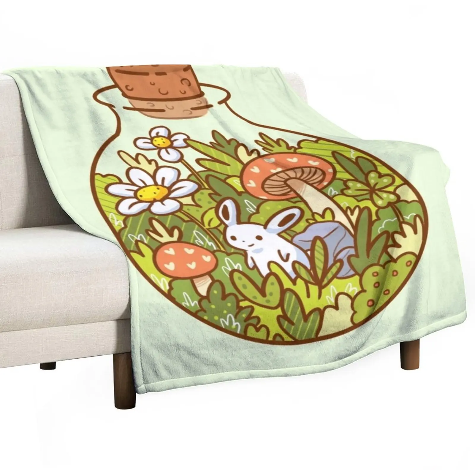 

Bunny in a Bottle Throw Blanket Blankets For Sofas Beach Blanket