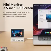 Hagibis 3.5inch IPS Mini Screen AIDA64 Mini PC CPU RAM HDD Data Monitor Display Sub Screen with USB C Hub for Laptop PC MacBook 4