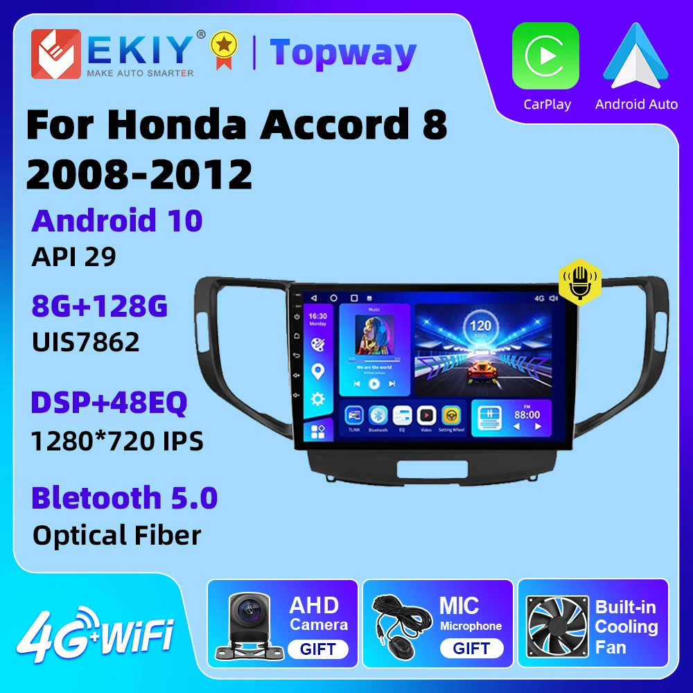 

EKIY Android 10 for Honda Accord 8 2008-2012 2din Autoradio Car Radio Stereos Multimedia Player Navigation GPS BT 1280*720P