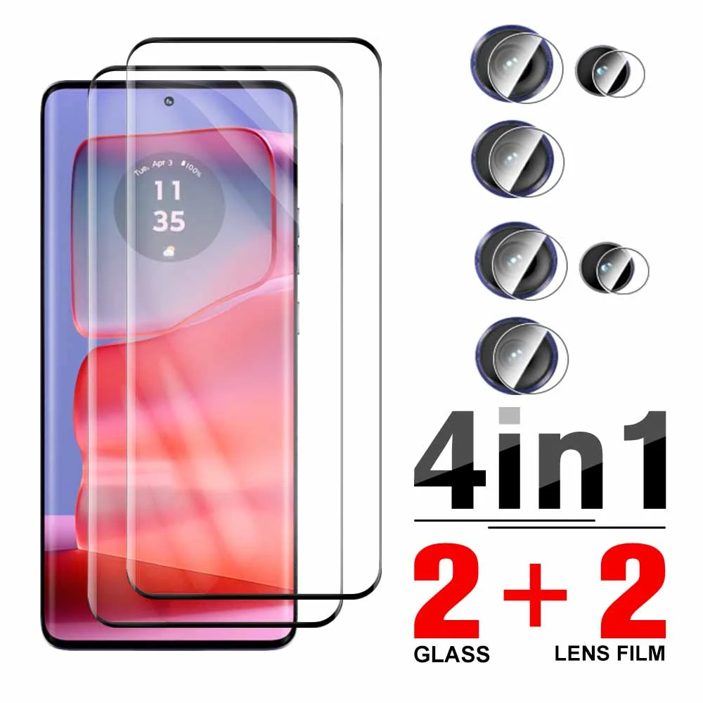 Vetro Temperato 4 In1 Per Motorola Edge 50 Pro Full Glue Screen Protector Per Motorola 50Pro Edge50 Ultra Fusion Camera Lens Film