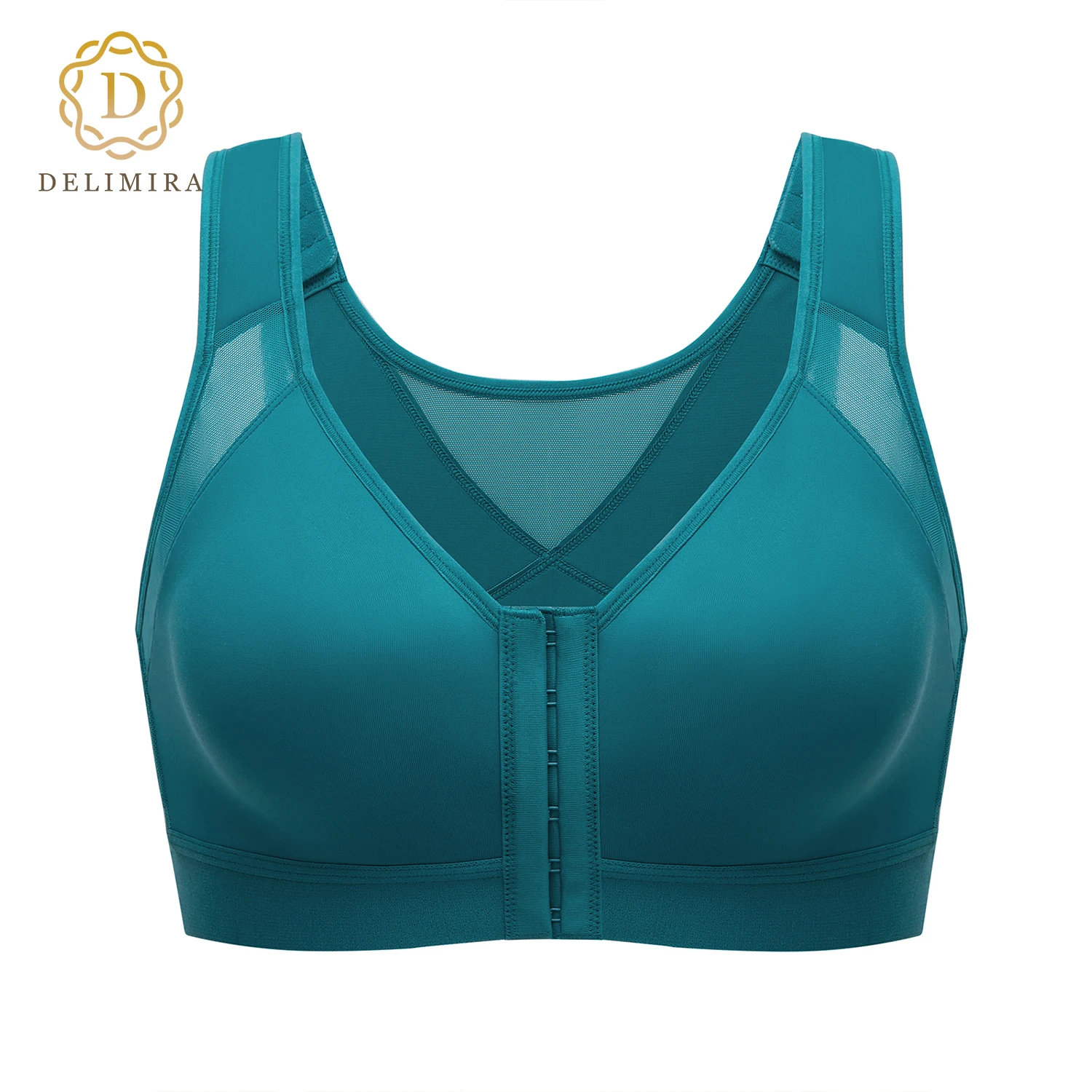 DELIMIRA Women's Front Closure Bra Full Coverage Non Padded Wireless Posture