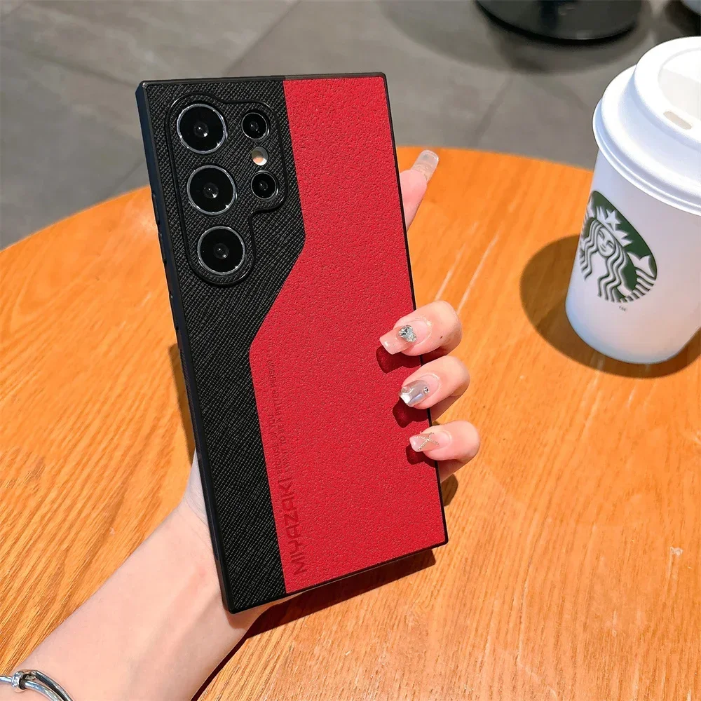 Luxury Double Color PU Leather Pattern Slim Phone Case