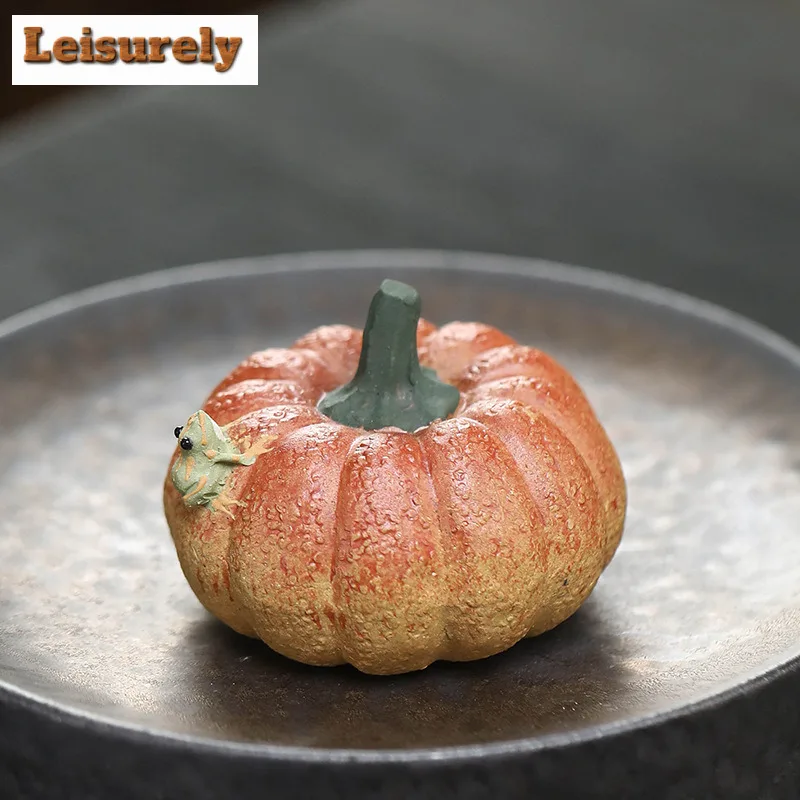 Yixing Purple Clay Water-spraying Frog Pumpkin Tea Pet Ancient Tea Sculpture Tea Figurine Play Toys Tea Statue Ornaments Craft