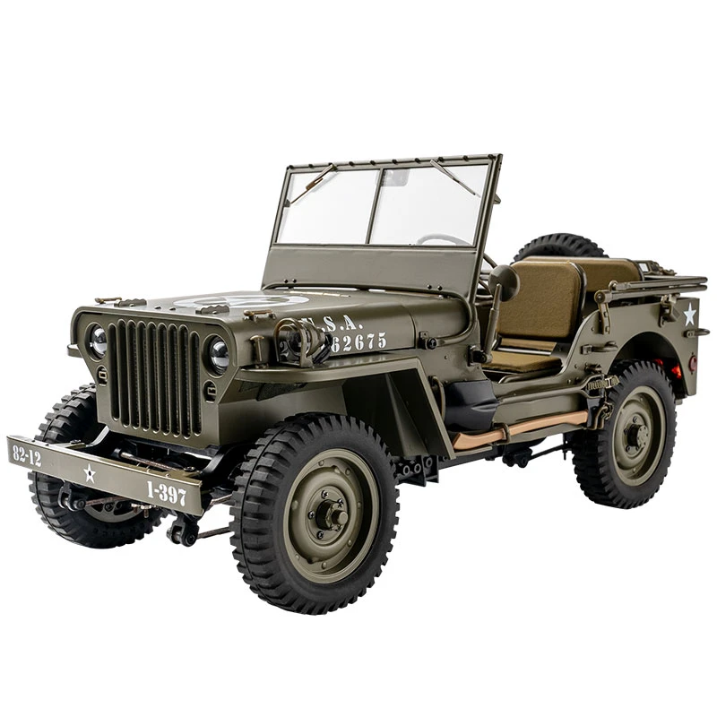 Rochobby 1/6 1941 MB Scaler Willys Jeep Remote Control Vehicle Ready Set RC Carv with Canopy