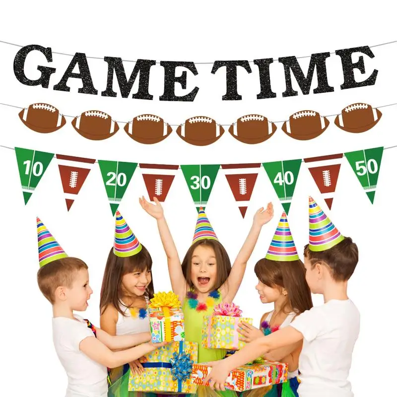 

Football Banner Pennant Paper Rugby Theme Party Decoration Set Sports Theme Pennant Pull Flag Birthday party decoration