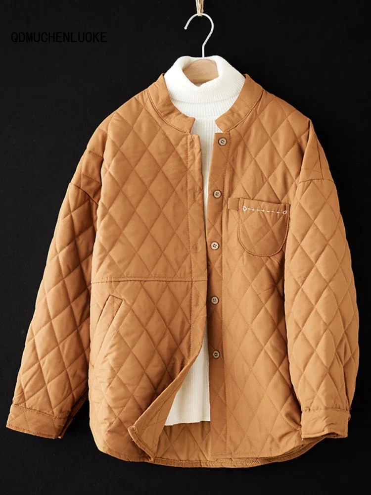 

Casual Fashion Jacket for Women Clothing 2024 New in Autumn Winter Long Sleeved Top Loose O-neck Down Coats Solid Color Parkas