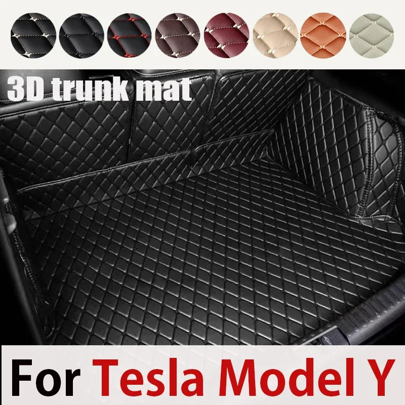 

Good Quality! Special Car Trunk Mats For Tesla Model Y 2021 Waterproof Boot Carpets Auto Lnterior Accessories Leather Styling