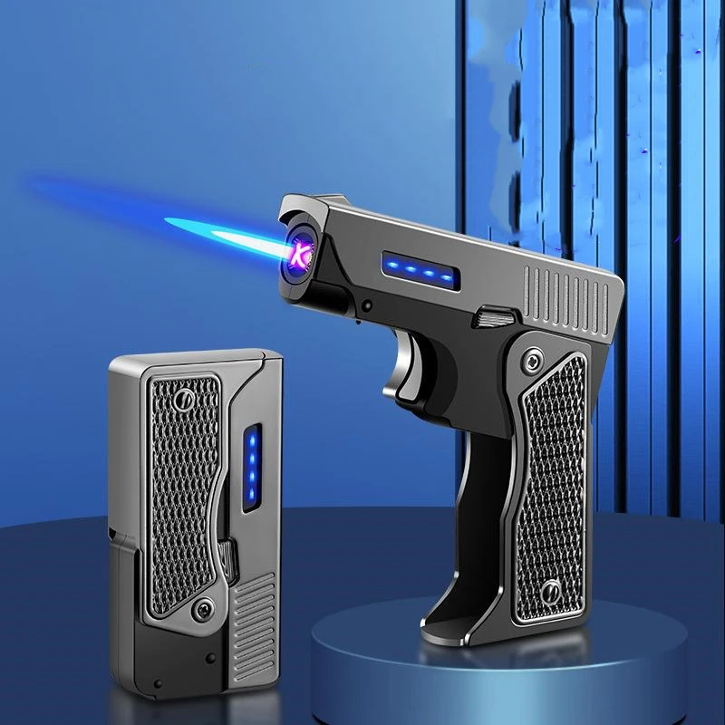 Nuovo accendino a pistola a Gas USB antivento torcia in metallo accendino  al Plasma a doppio arco pistola per sigari gonfiata accendino gadget  pieghevoli regalo - AliExpress