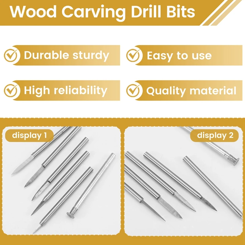 Wood Carving Drill Bits Set For Rotary Tool 6Pcs Engraving Drill Parts Accessories Bit Wood Crafts Grinding Tool 3Mm