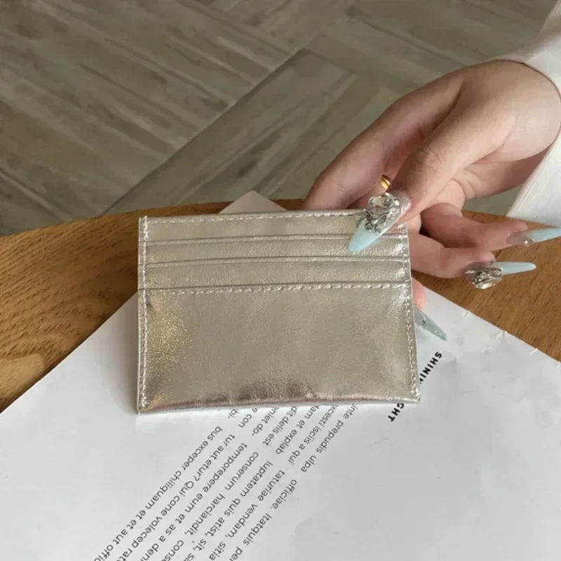 

Ultra-thin Square Mini Silver Cards Protecting Cover Bags for Women Multi-card Slot ID Credit Card Holder Genuine Leather Wallet