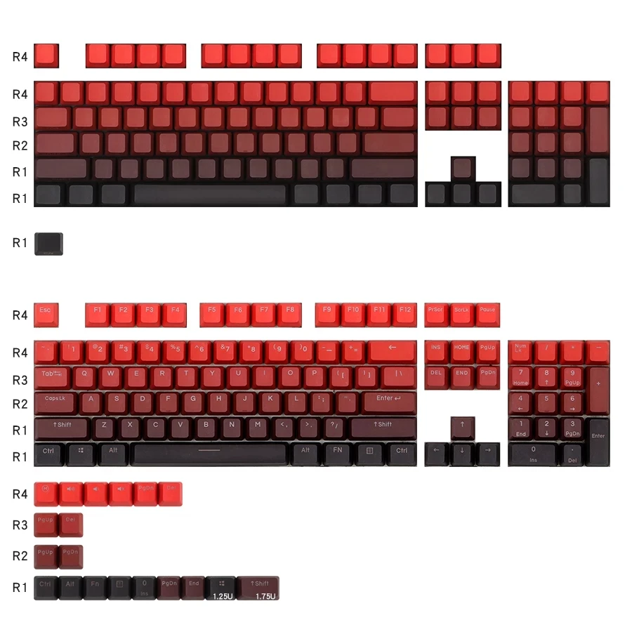Boa Sorte Backlit Gradient Keycaps Keycaps Transparentes Perfil Oem Pbt Top e Side Letters Keycap Cor Vermelha 61 68 84 96 104 - Imagem 3